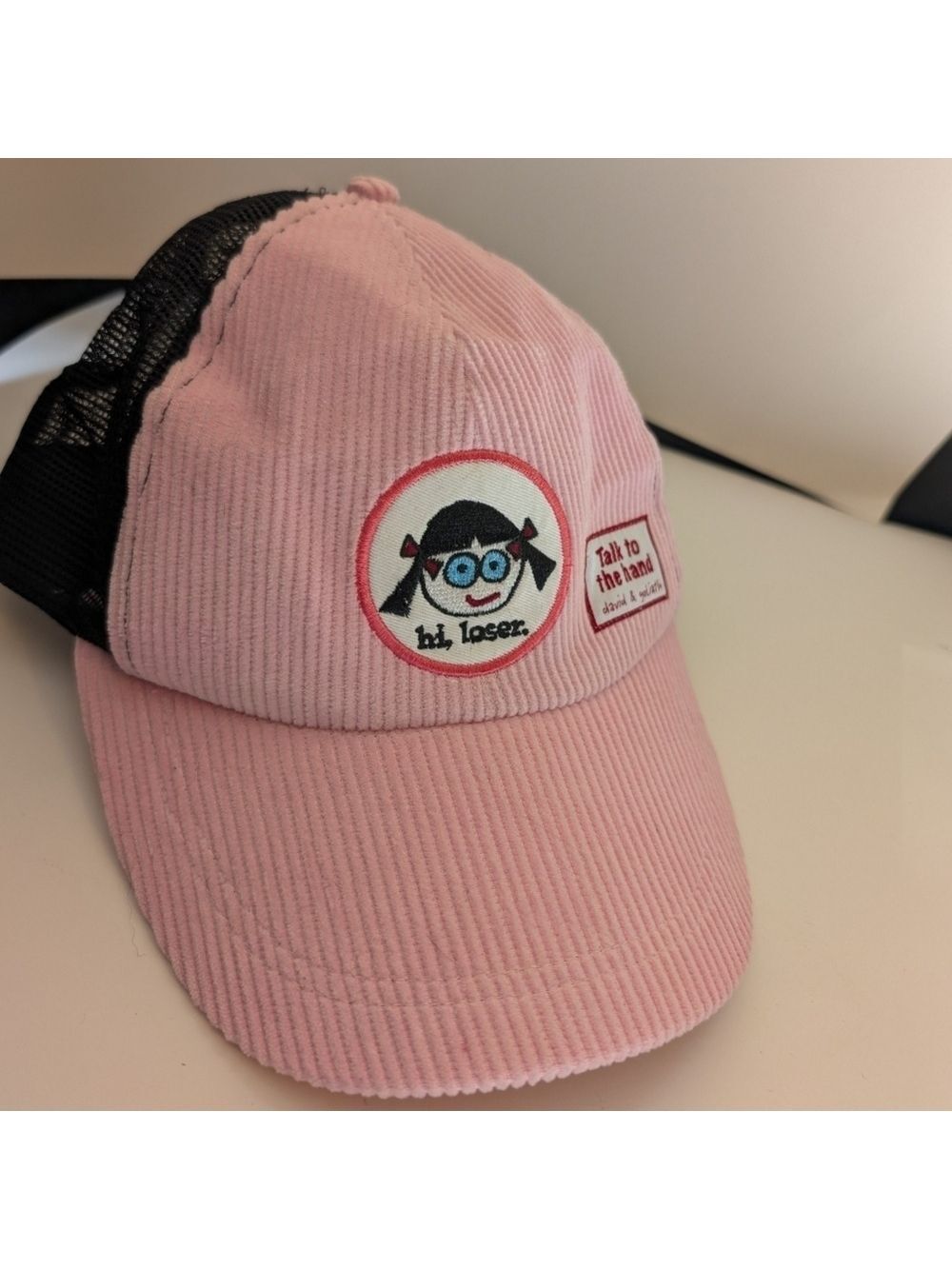 David & Goliath Pink Corduroy Cap with Embroidered Patch One Size EUC